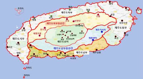 제주 육상 기상특보구역 남·북 2개 중산간 신설
