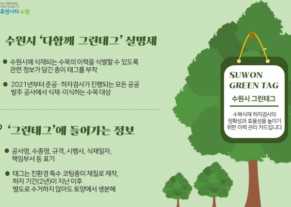 수원시,  수목에 그린태그(TAG) 단다
