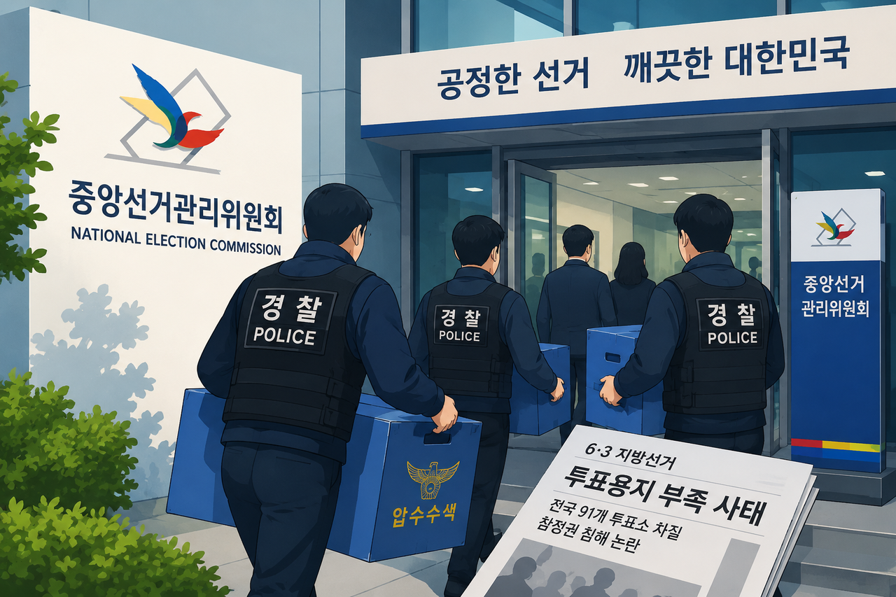 선관위 투표용지 수사 본격…경찰, 중앙·지역선관위 동시 압수수색