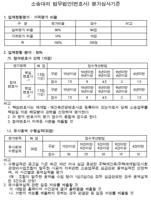 신사1구역 소송대리 법무법인(변호사) 선정