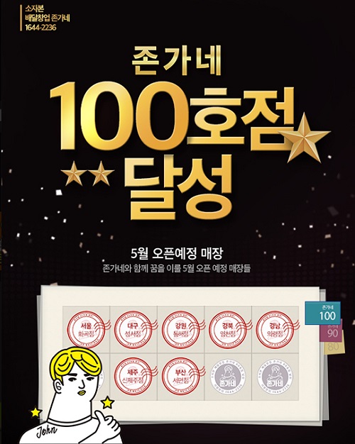 소자본 배달창업 존가네, 가맹점 100호점 달성