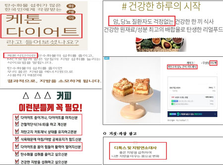 일반식품‘키토제닉 식단’으로 부당 광고한 온라인 게시물 360개 적발…행정처분 등