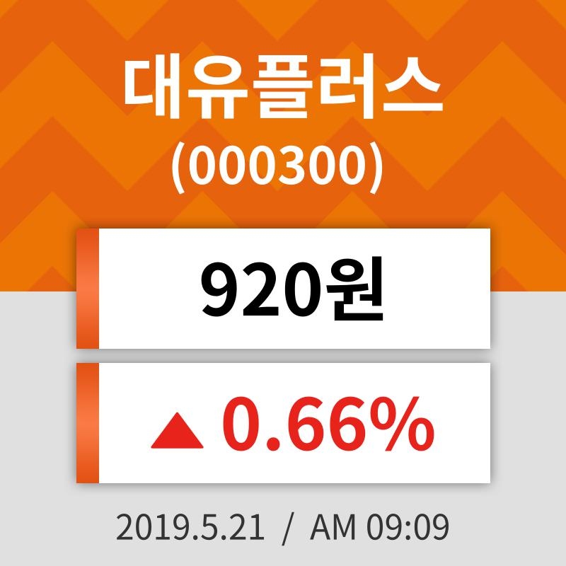 21일 (대유플러스정보) 주가 0.66% 920원