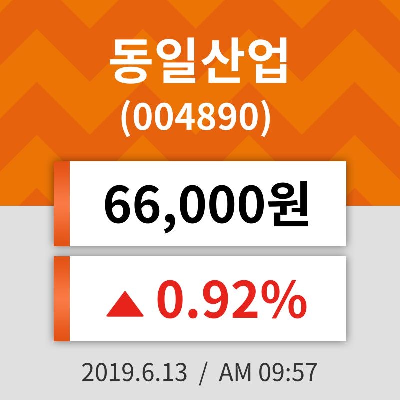 13일 (동일산업정보) 주가 0.92% 66,000원