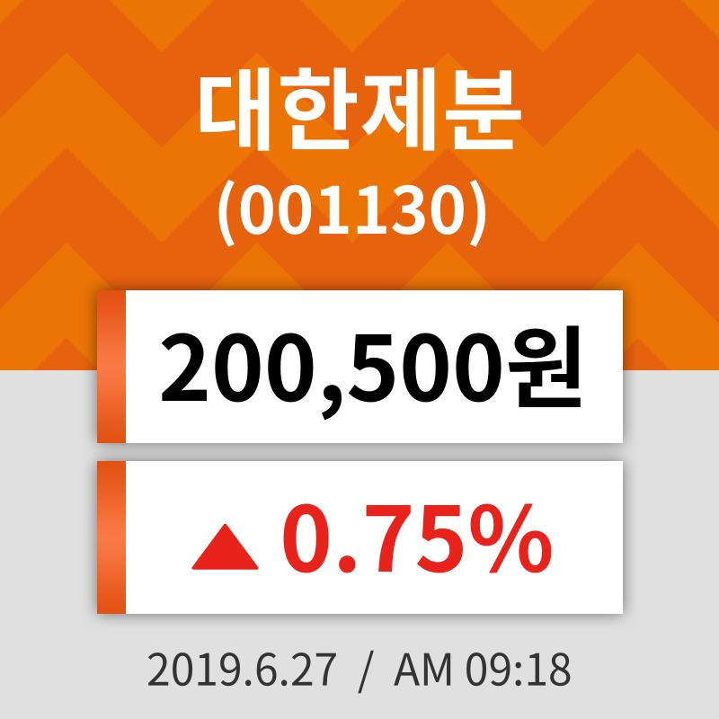 27일 (대한제분정보) 주가 0.75% 200,500원