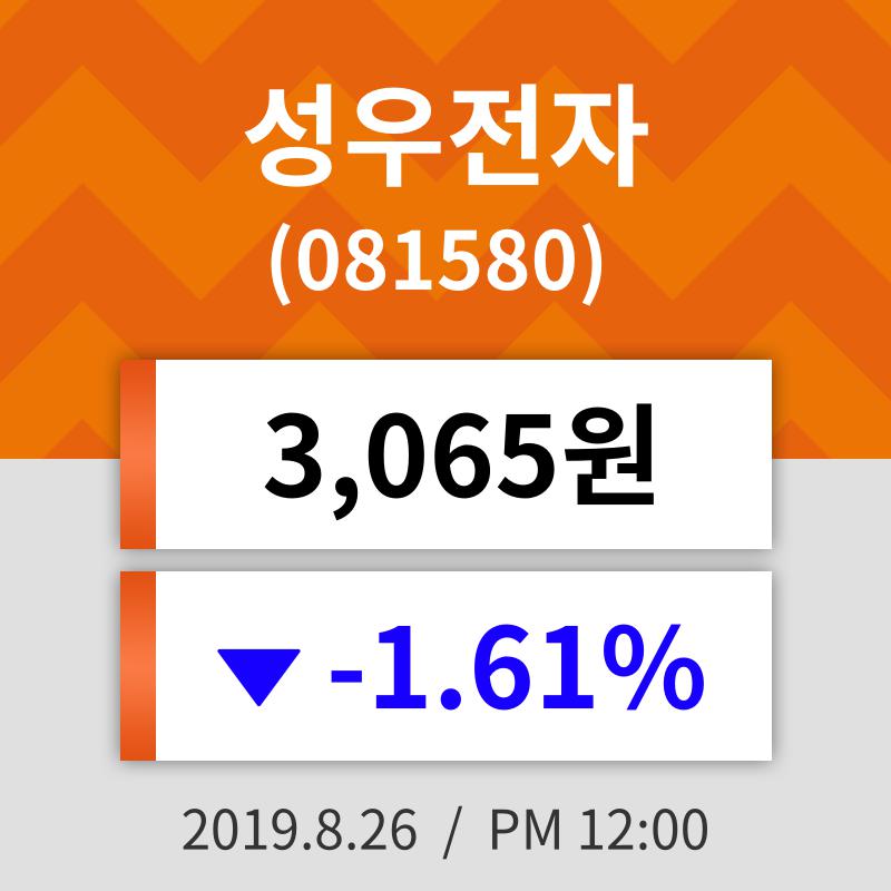 26일 (성우전자정보) 주가 -1.61% 3,065원