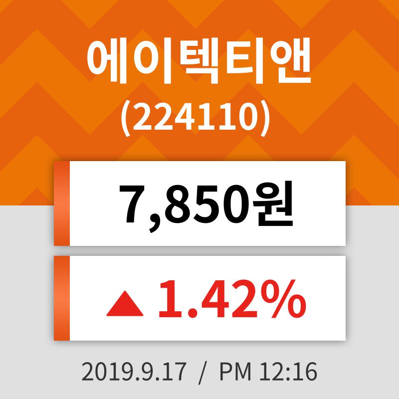 17일 (에이텍티앤정보) 주가 1.42% 7,850원