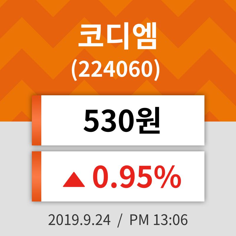 24일 (코디엠정보) 주가 0.95% 530원