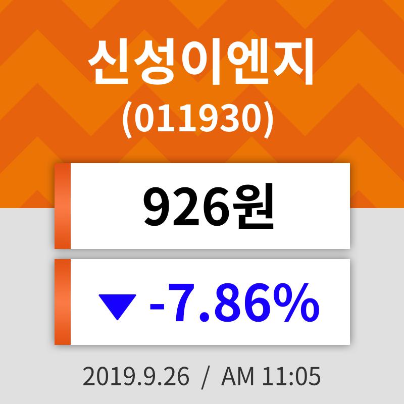 26일 (신성이엔지정보) 주가 -7.86% 926원