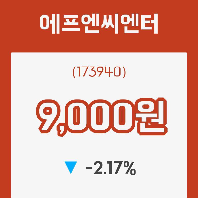 (주식시세)에프엔씨엔터9일주가 전일대비 등락률 -2.17% 변화해