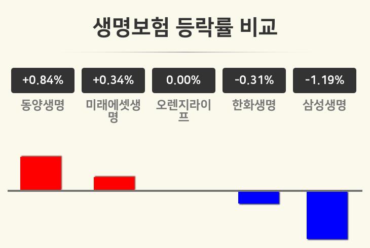 [생명보험업종 오전 시황] 동양생명 +0.84%·미래에셋생명 +0.34%·오렌지라이프 보합세 순