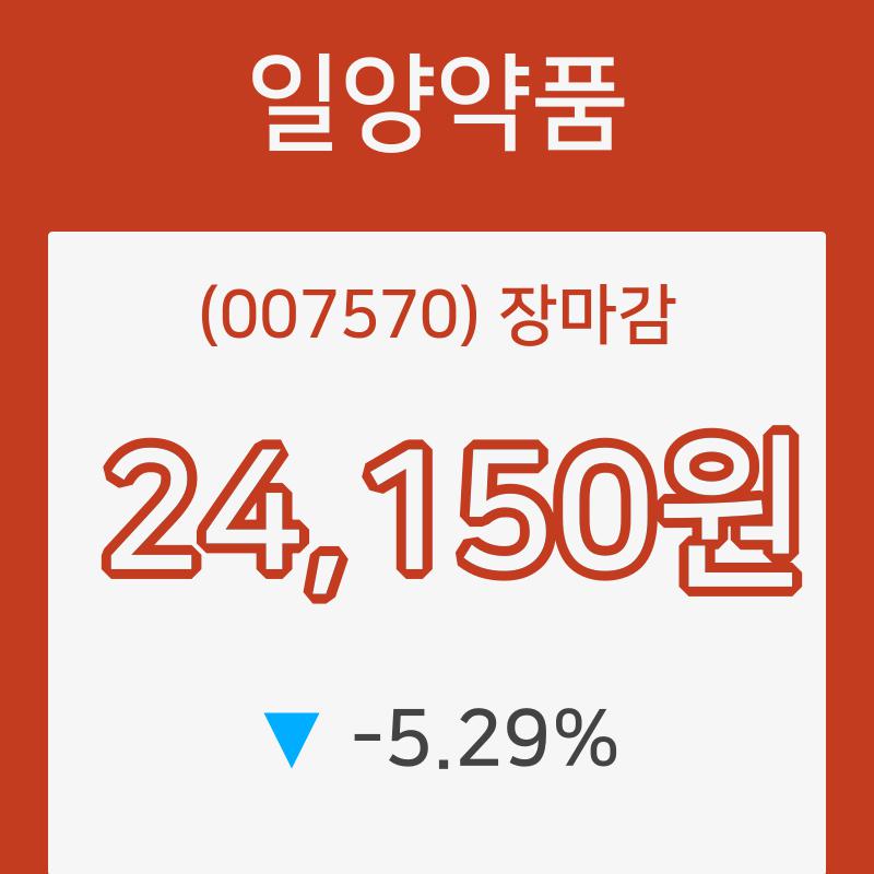 일양약품장종주가 변화에 주목, 전일대비 -5.29% 마감