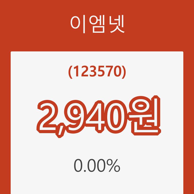 (주식시장)이엠넷6일주가 전일대비 등락률 0.00% 변동