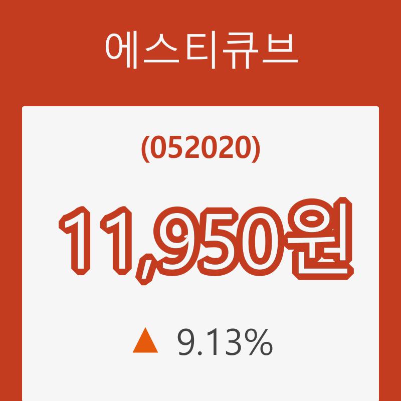 [종목동향]에스티큐브 28일 현재가 11,950원