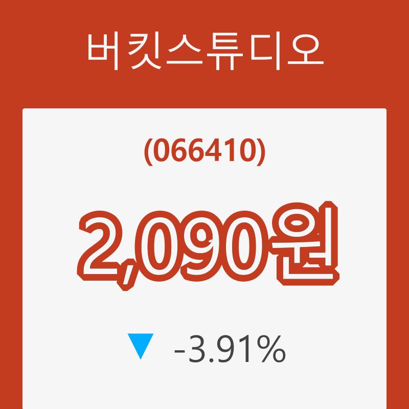 [현재주가]버킷스튜디오31일주가 전일대비 등락률 -3.91% 이목 끌어