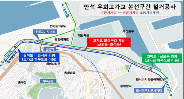 만석 우회고가교, 본선구간 철거…25일 부터 전면 통제