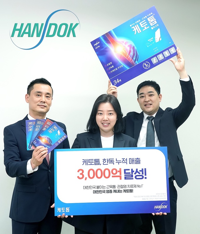 한독, 붙이는 근육통?관절염 치료제 ‘케토톱’…누적 매출 3000억원 달성