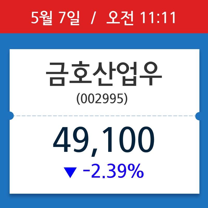 [주식 현재가] 금호산업우, 11시 11분 현재가 49,100원…종목동정