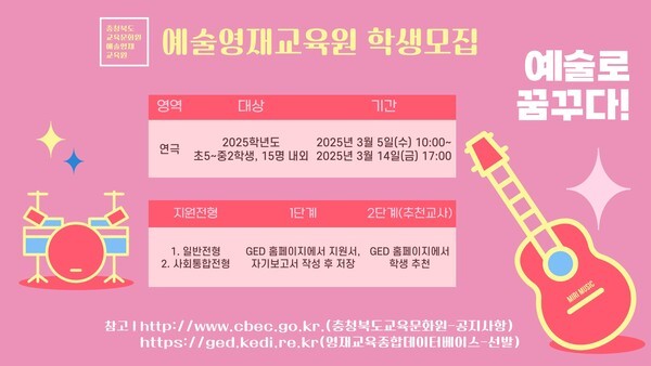 충북교육청 예술영재교육원, 연극 영재 모집