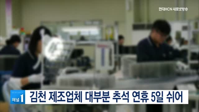 김천 제조업체 대부분 추석 연휴 5일 쉬어