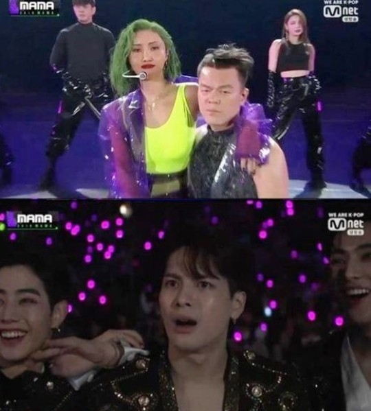 박진영 비닐 의상 보고 경악한 갓세븐 잭슨 표정 '화제'…"좀 놀랬을 뿐"