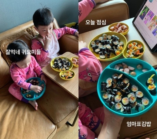 이현이, 엄마표 김밥 공개...훌쩍 큰 두 아들 폭풍 흡입 잘 먹네