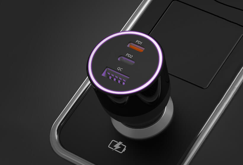 USB-PD 지원으로 노트북까지 충전 가능한 모락 네다 3포트 멀티 차량용 초고속 충전기