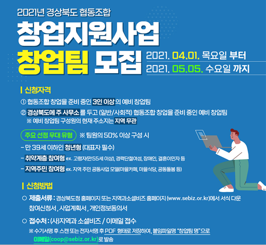 경상북도, 협동조합 창업 돕는다.