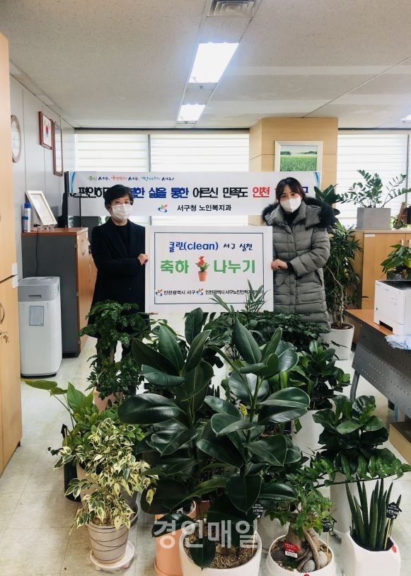 인천 서구노인인력개발센터 화분 나눔 행사 진행
