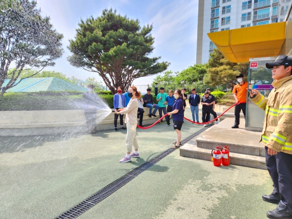 의왕도시공사 국민체육센터, 백운119 안전센터와 소방합동훈련 진행