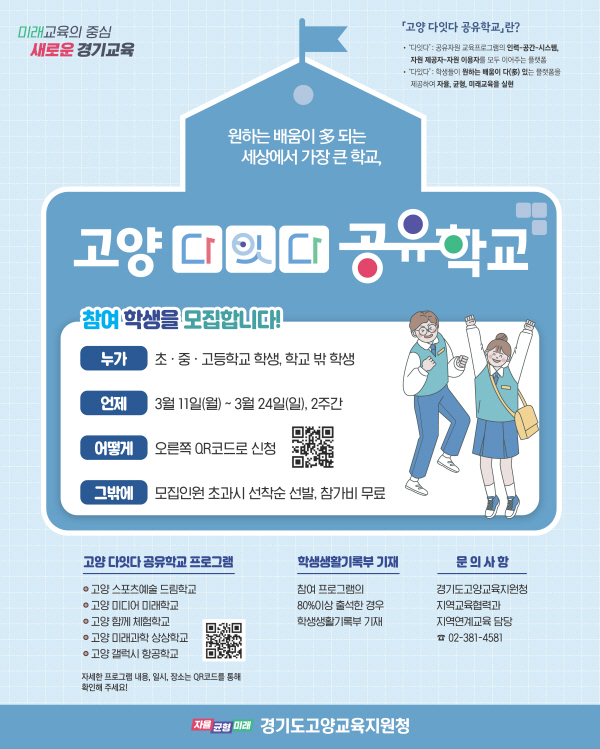 고양교육지원청, 고양 다잇다 공유학교 참여학생 모집