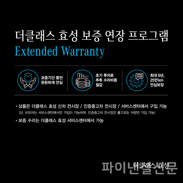 더클래스 효성, 차량 보증 연장 서비스 리뉴얼…사고 시 신차 교환