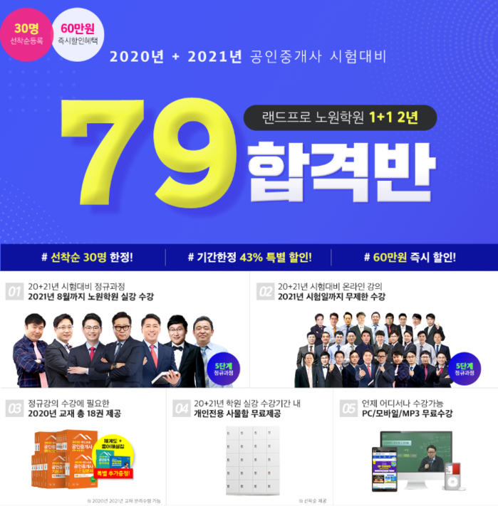 랜드프로 노원학원, 공인중개사 합격 완성 ‘1+1, 2년 79합격반’ 모집