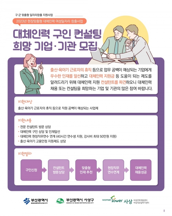 사상여성인력개발센터, 현장맞춤형 대체인력 여성일자리 창출사업 운영