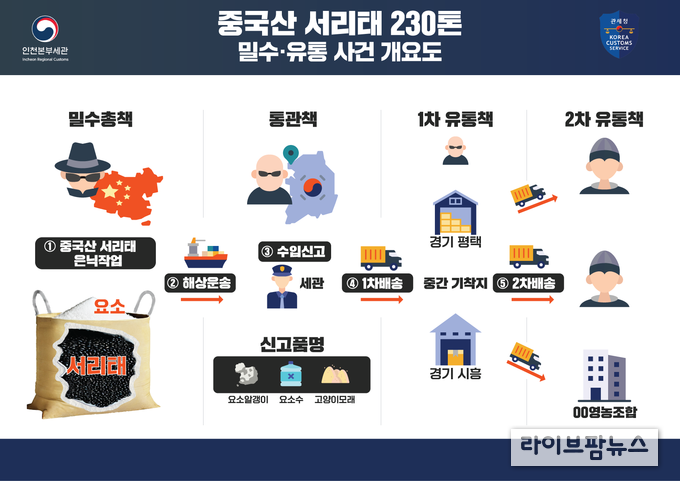 인천본부세관, 슈퍼푸드 서리태 230톤 밀수·유통책 적발