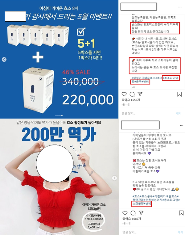 다이어트·부기제거 등 허위 광고한 인플루언서 4명 적발