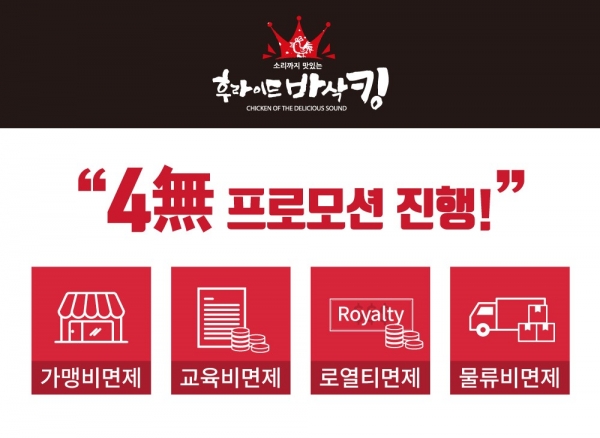 소자본치킨창업 후라이드바삭킹 4無정책 프로모션 진행