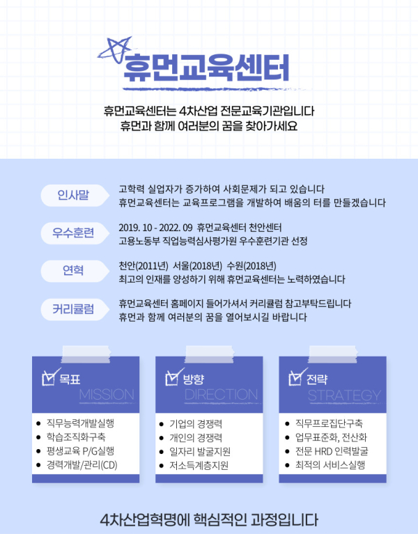 웹개발 국비지원무료교육 컴퓨터학원 휴먼교육센터 IT취업 자바 등 운영
