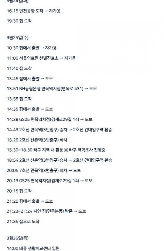 중랑구 확진자 동선 공개...면목본동 거주 21세 남성 GS25 면목리치점, 지하철 2호선 주로 이용