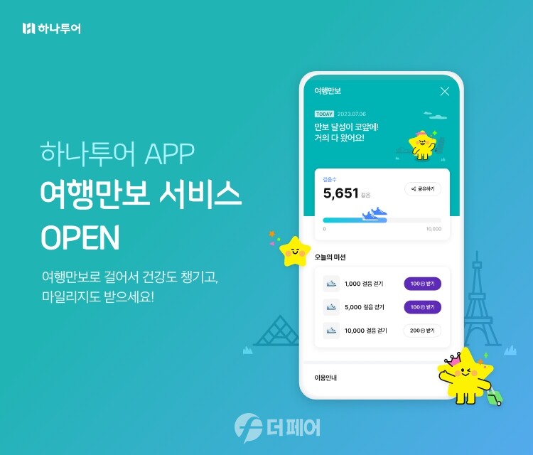 하나투어, 여행지서 걸으면 마일리지 쌓인다 여행만보 론칭