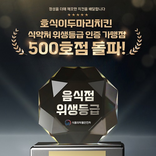 호식이두마리치킨, 11월 기준 위생등급 획득 매장 70% 기록