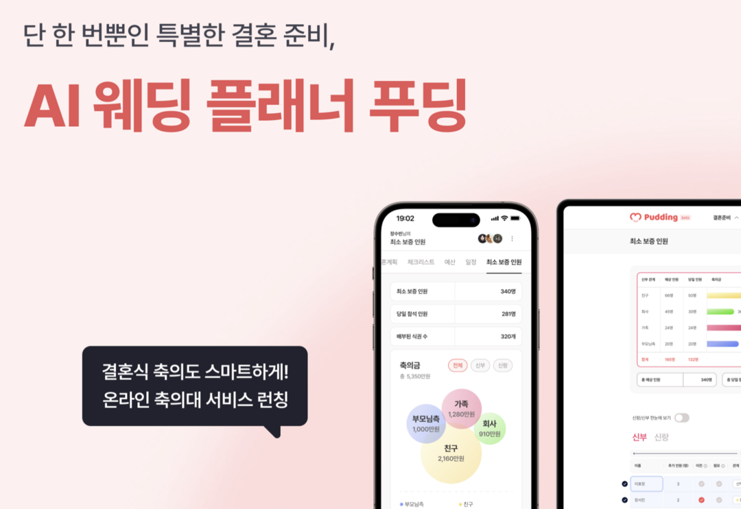AI 웨딩 플래너 푸딩, 실시간 축의금 내역 확인하세요