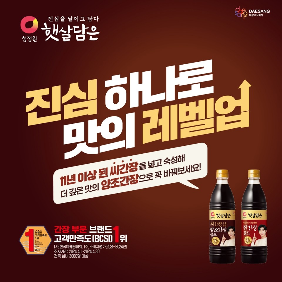 간장·고추장·된장은 대상 청정원…2024 브랜드고객만족도 3관왕 쾌거