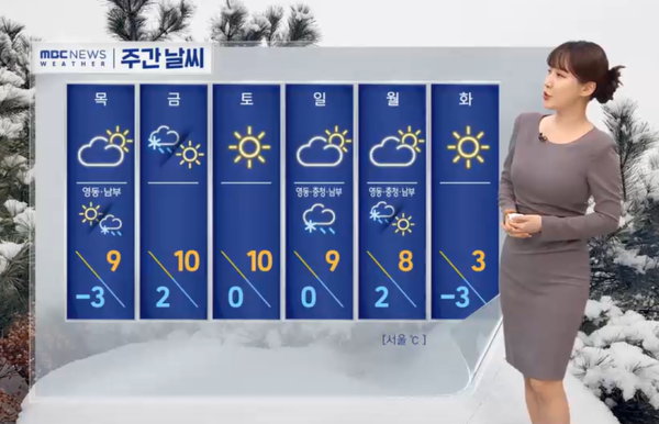 [기상속보]내일날씨 제주·남부등 10일까지 5∼60㎜ 비 강원산지 5∼15cm 눈 미세먼지 보통 서울 아침 -3도 