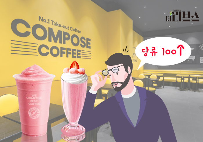 컴포즈커피 신메뉴, WHO 당 권장량 최대 4배↑