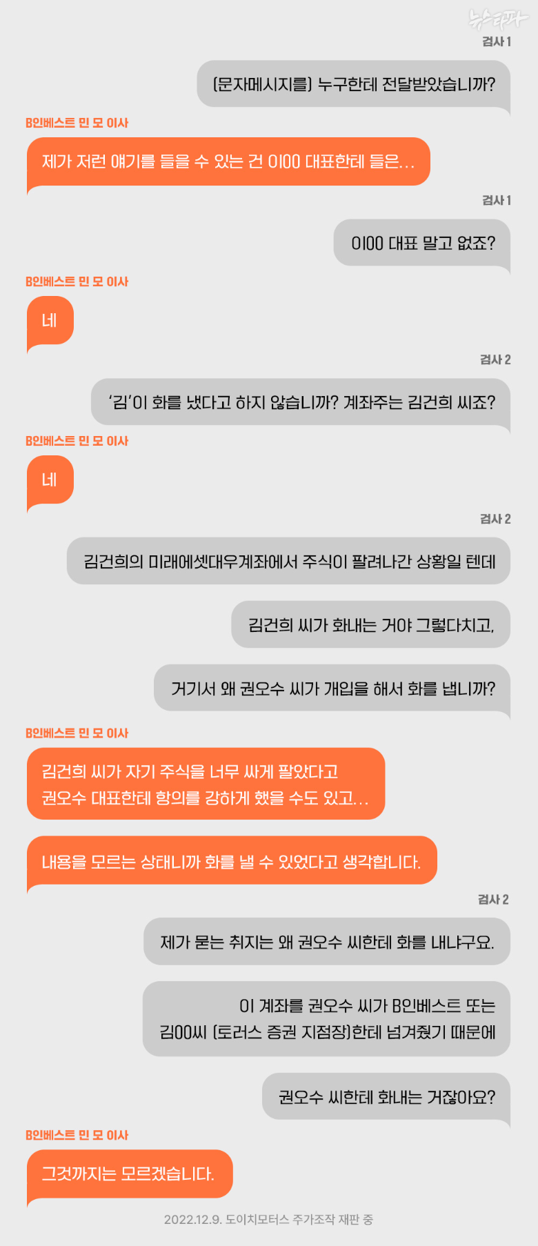 작전세력 문자 속 김건희, 46% 수익에도 먹은 것 없다 항의