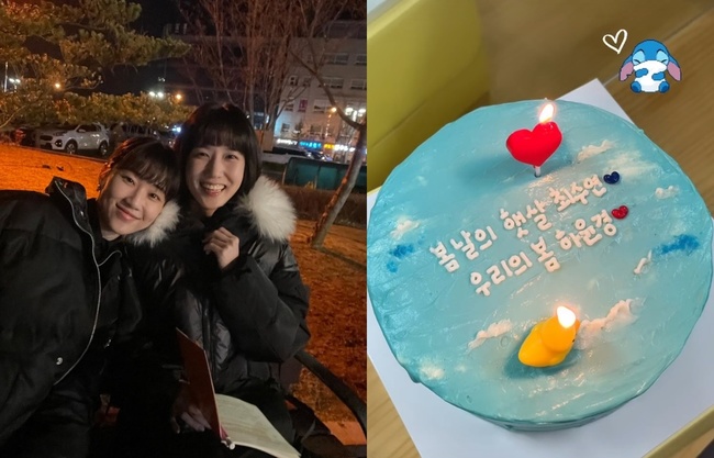 “우영우랑” 하윤경, 박은빈과 다정 투샷→봄날의 햇살 케이크 인증