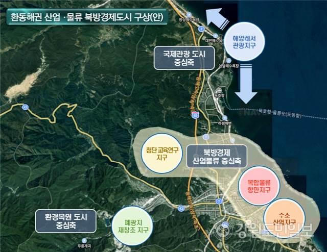환동해권 산업·물류 북방경제도시 3중심축 5지구 발전전략 추진