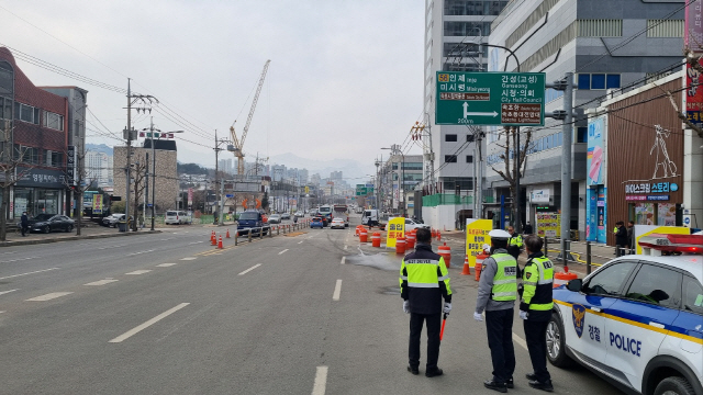 속초 조양동 도로침하 구간 차량통행 일부 재개
