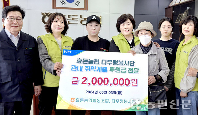 제주 서귀포 효돈농협, 취약계층에 후원금 200만원